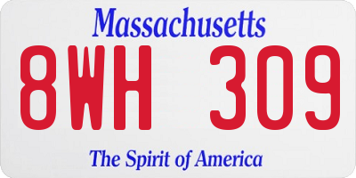 MA license plate 8WH309
