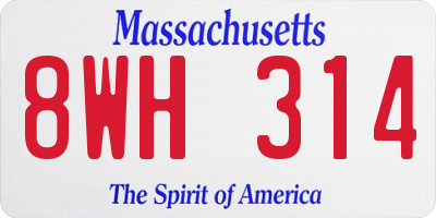 MA license plate 8WH314