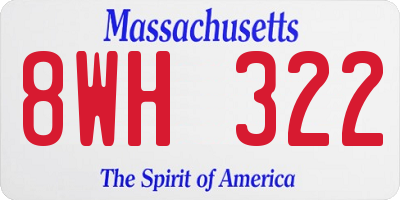 MA license plate 8WH322