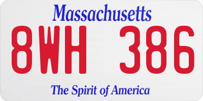 MA license plate 8WH386