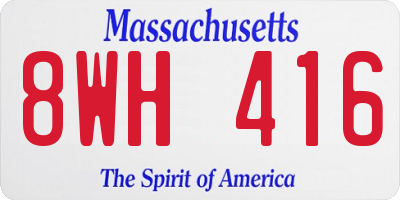 MA license plate 8WH416