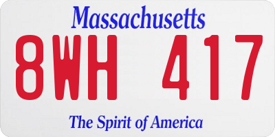 MA license plate 8WH417