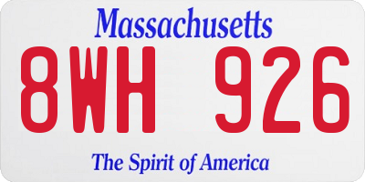MA license plate 8WH926