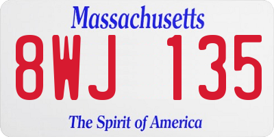 MA license plate 8WJ135