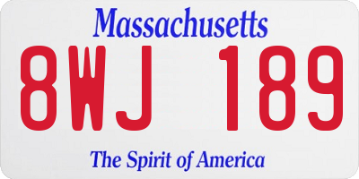 MA license plate 8WJ189