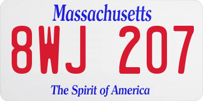 MA license plate 8WJ207