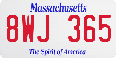 MA license plate 8WJ365