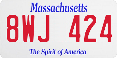 MA license plate 8WJ424