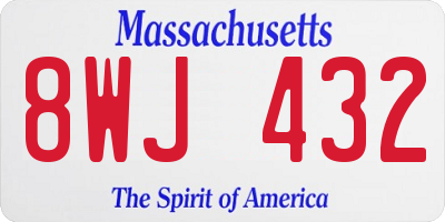 MA license plate 8WJ432