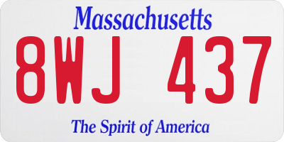 MA license plate 8WJ437