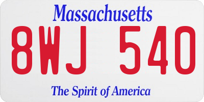 MA license plate 8WJ540