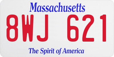 MA license plate 8WJ621