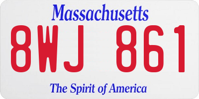 MA license plate 8WJ861