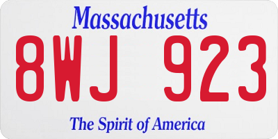 MA license plate 8WJ923