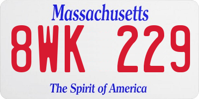 MA license plate 8WK229