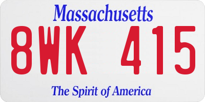 MA license plate 8WK415
