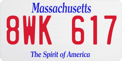MA license plate 8WK617