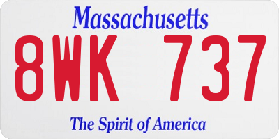 MA license plate 8WK737