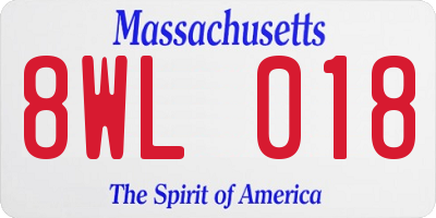MA license plate 8WL018