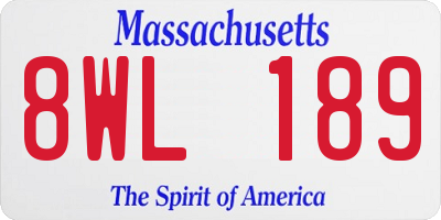 MA license plate 8WL189