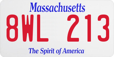 MA license plate 8WL213