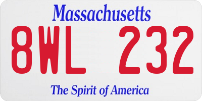 MA license plate 8WL232