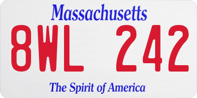 MA license plate 8WL242