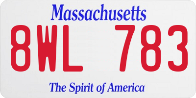 MA license plate 8WL783