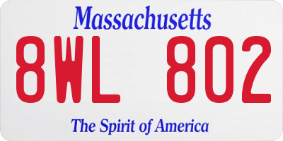 MA license plate 8WL802