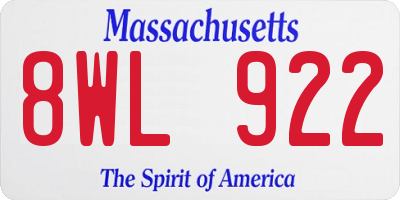 MA license plate 8WL922