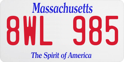 MA license plate 8WL985