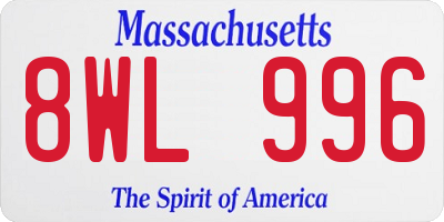 MA license plate 8WL996