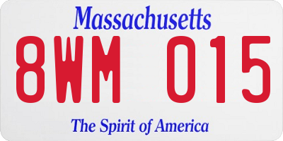MA license plate 8WM015