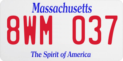MA license plate 8WM037