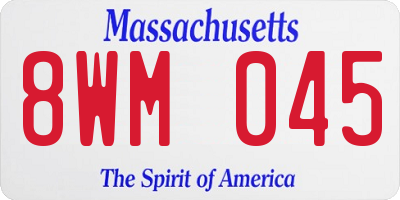 MA license plate 8WM045
