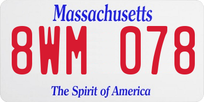 MA license plate 8WM078