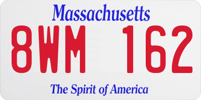 MA license plate 8WM162