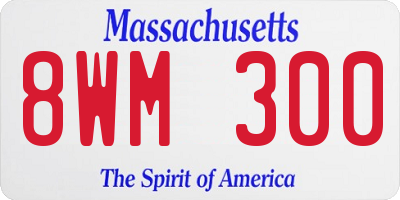 MA license plate 8WM300