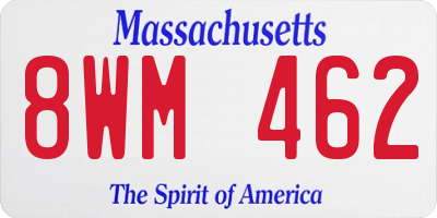 MA license plate 8WM462