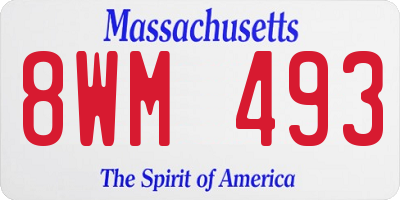 MA license plate 8WM493