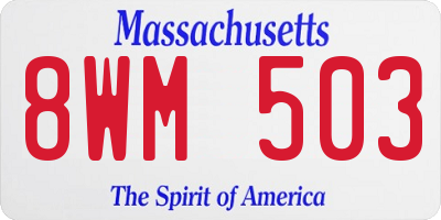 MA license plate 8WM503