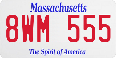 MA license plate 8WM555