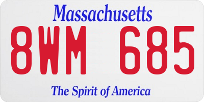 MA license plate 8WM685