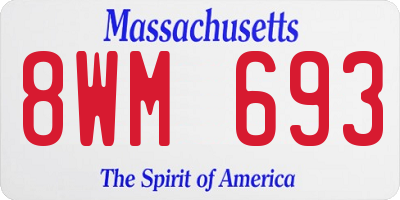 MA license plate 8WM693