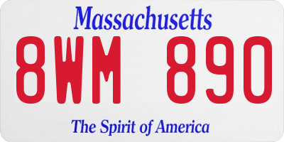 MA license plate 8WM890