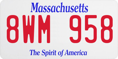 MA license plate 8WM958
