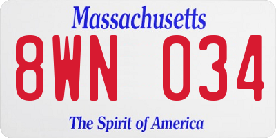 MA license plate 8WN034