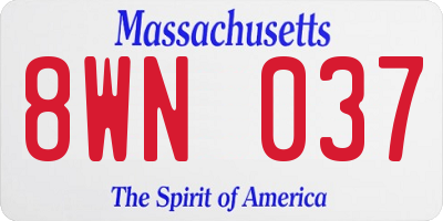 MA license plate 8WN037