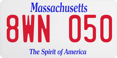 MA license plate 8WN050