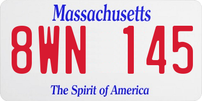 MA license plate 8WN145